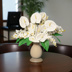 Anthurium si orhidee in vaza - Decor cu flori artificiale
