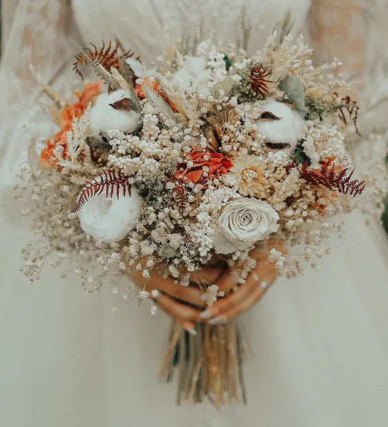 Buchet de mireasa cu bumbac